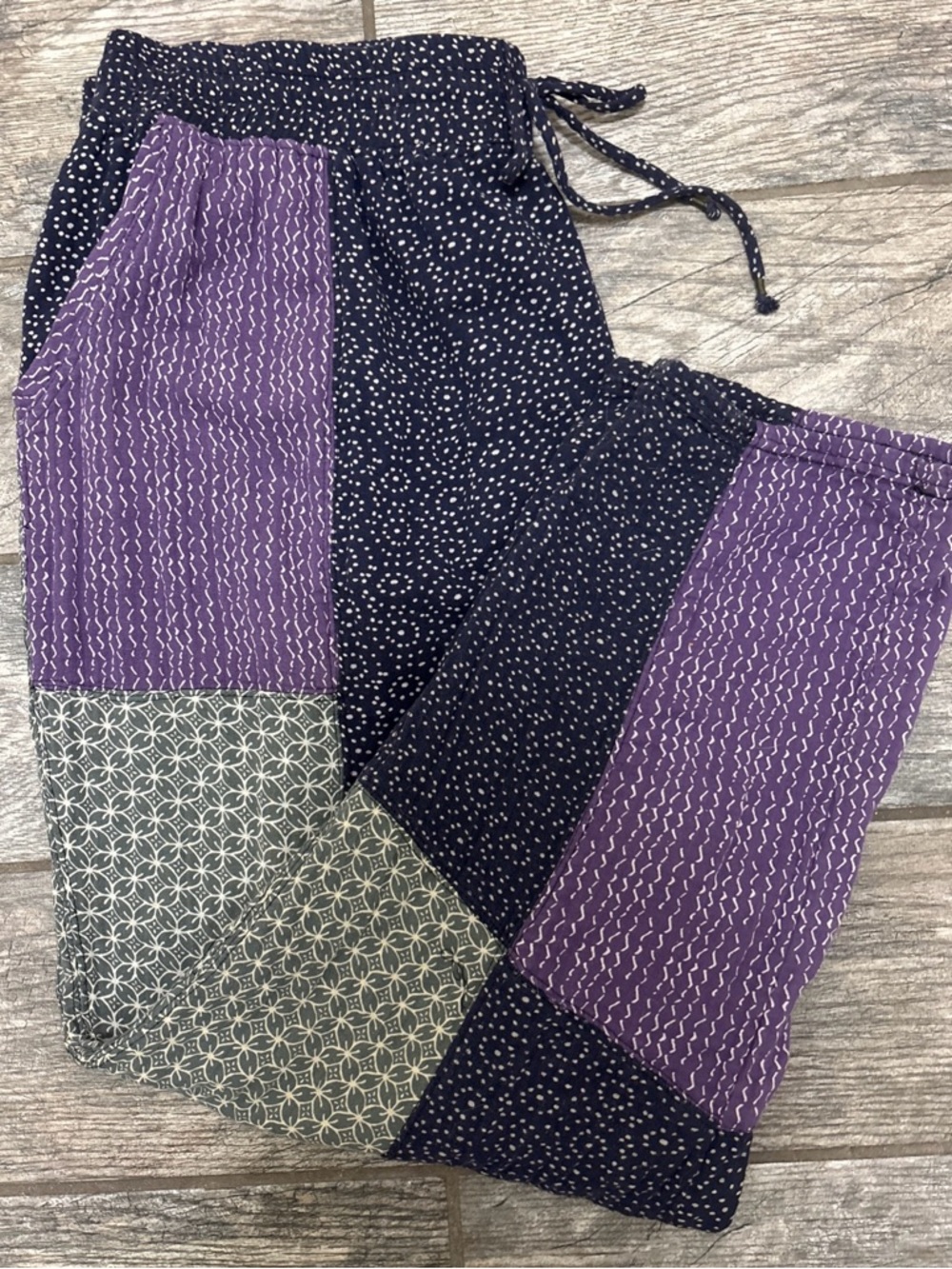Anthropologie PATCHWORK Saturday Sunday Pants XL pockets relaxed EUC neutrals